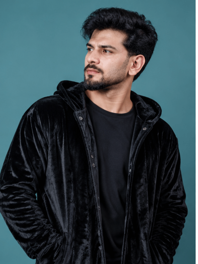 CYPHERFACTION – Midnight Black Velvet Hoodie - Image 2