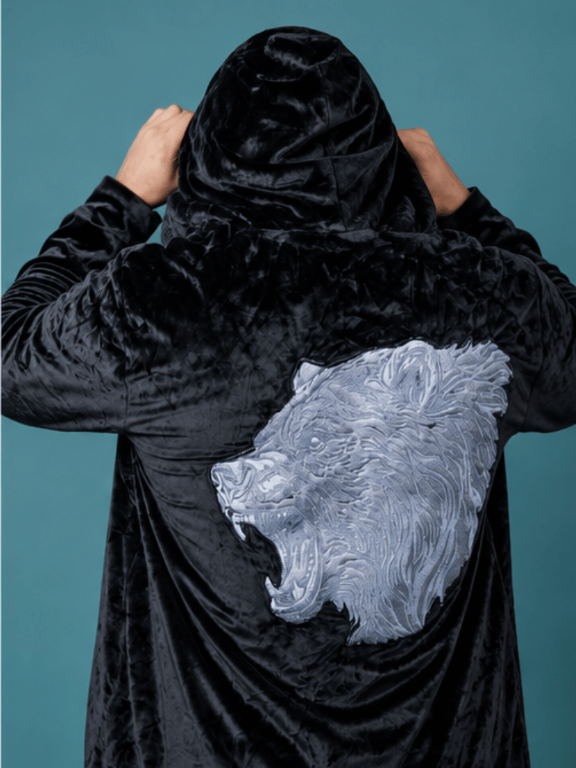 CYPHERFACTION – Midnight Black Velvet Hoodie - Image 3