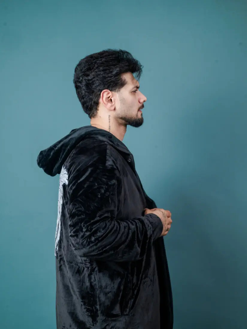 CYPHERFACTION – Midnight Black Velvet Hoodie